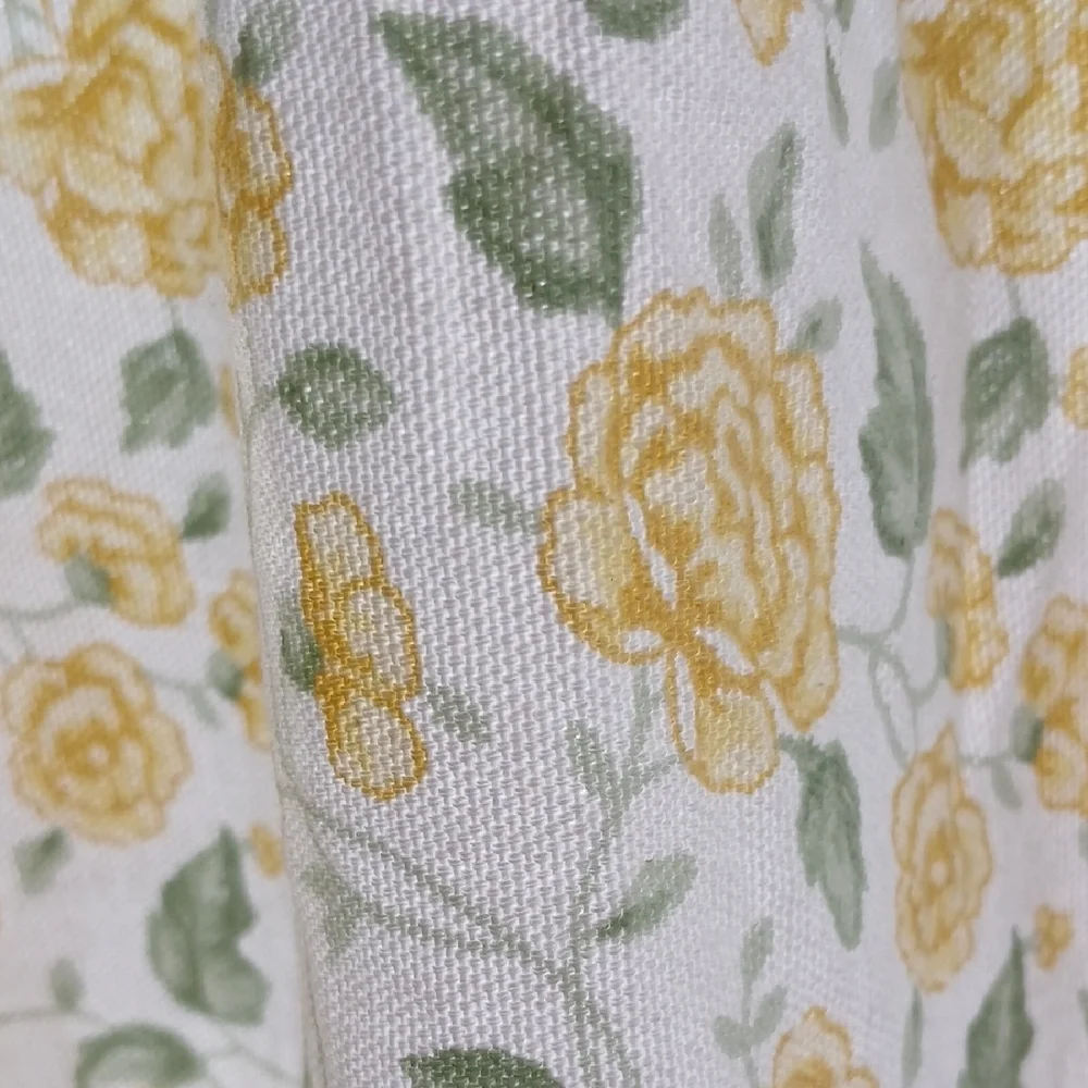 1 Set Waverly Garden Room Floral Yellow Tier Curtains 58